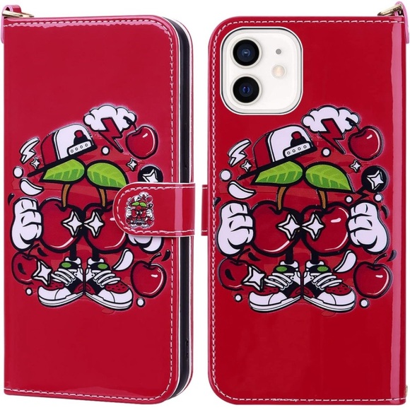 New Apple Cartoon Style Flip Wallet Case with 3 Card Slots IPhone 14 Pro - Picture 3 of 6